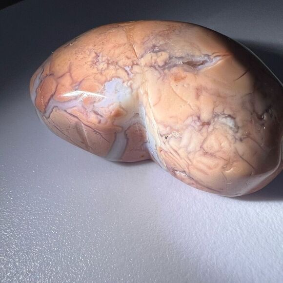 Pink Agate Crystal Heart Carving (#3) - Picture 3 of 10